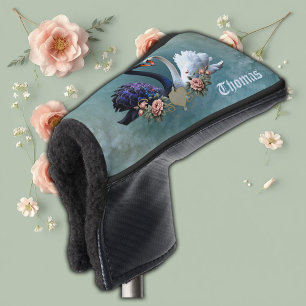 Eternal Bond, Black and White Swans in Love. Golf Head Cover