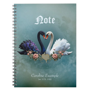 Eternal Bond, Black and White Swans in Love. Notebook