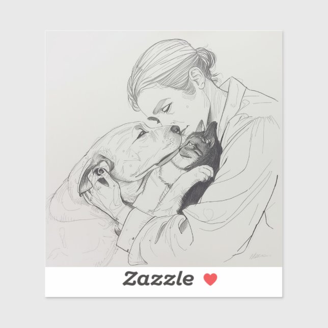 Eternal Companions: Black & White Pet Bond Paintin (Sheet)