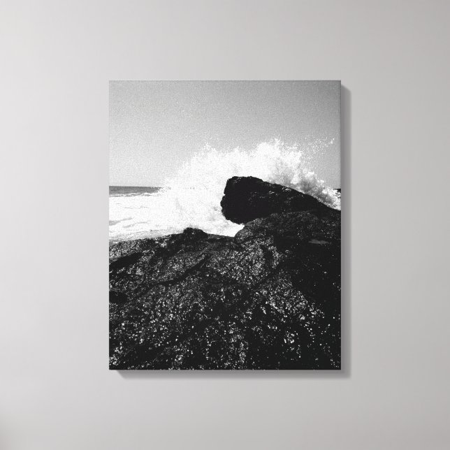 Eternal Dance of the Waves on Black Rocks Canvas Print (Front)