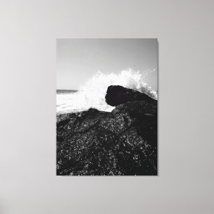 Eternal Dance of the Waves on Black Rocks Canvas Print