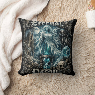 Eternal Decay Gothic Ghost Hourglass Dark Fantasy Throw Pillow