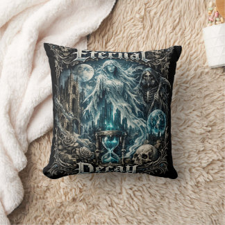 Eternal Decay Gothic Ghost Hourglass Dark Fantasy Throw Pillow