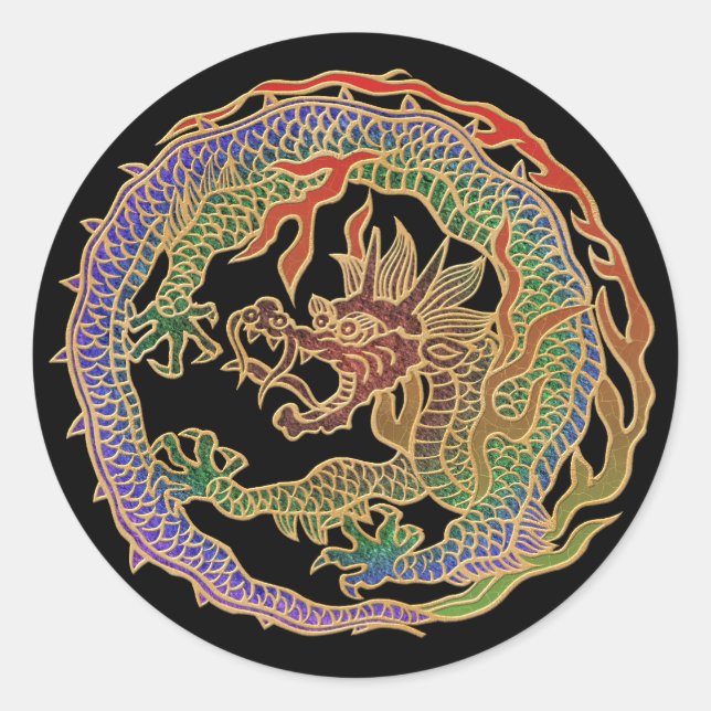 Eternal Dragon Circle Classic Round Sticker (Front)