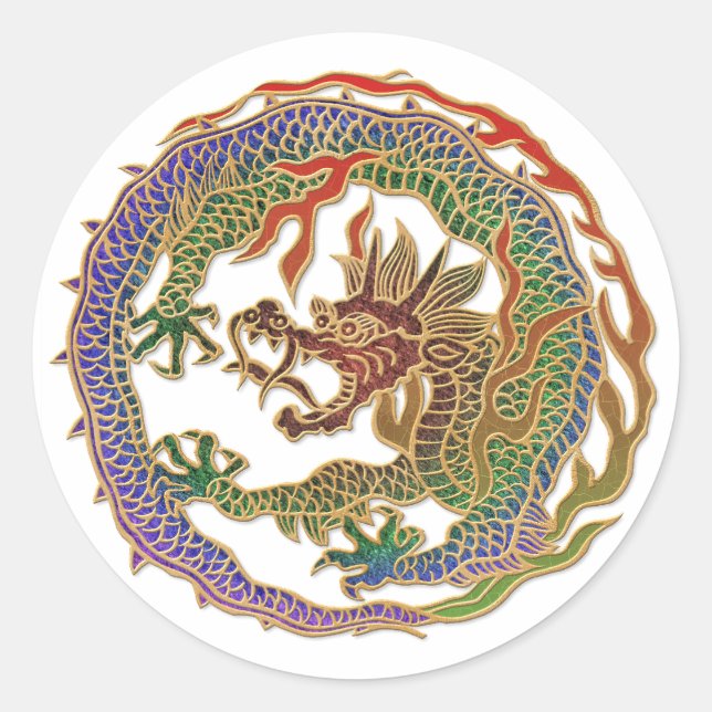 Eternal Dragon Circle Classic Round Sticker (Front)