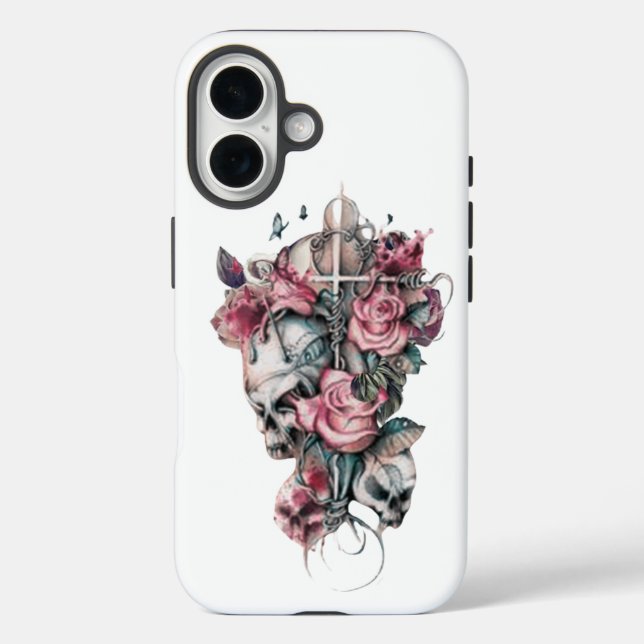 "Eternal Edge: Cross, Skull & Roses Tough iPhone 1 Case-Mate iPhone Case (Back)