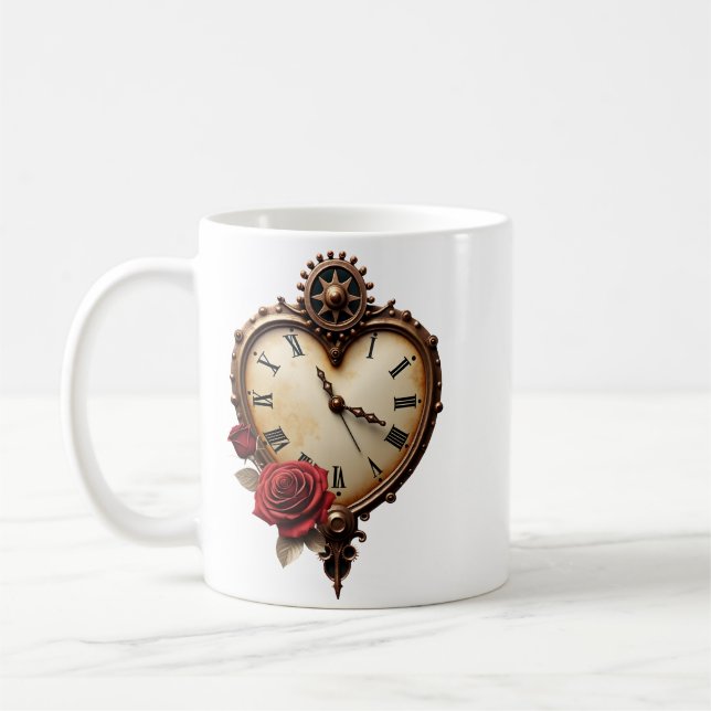 Eternal Elegance – Clockwork Heart Coffee Mug (Left)