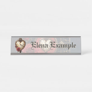 Eternal Elegance – Clockwork Heart Desk Name Plate