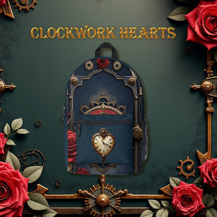 Eternal Elegance – Clockwork Heart Printed Backpack