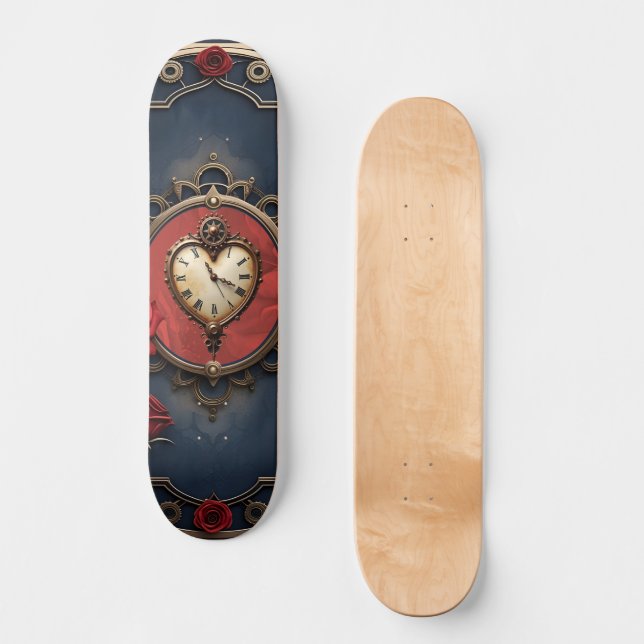 Eternal Elegance – Clockwork Heart Skateboard (Front)