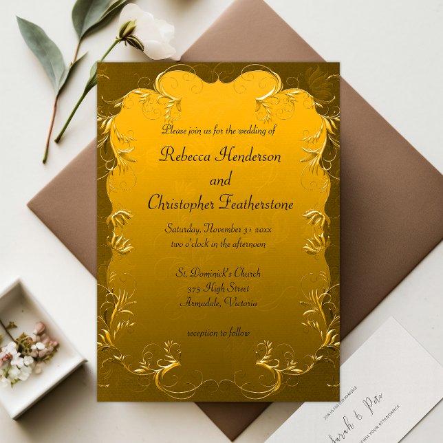 Eternal Elegance Golden Vintage Wedding  Invitation (Creator Uploaded)