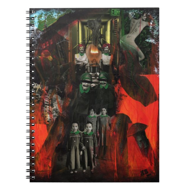 Eternal Flame Fire Twins Surrealist Collage Art Notebook (Front)