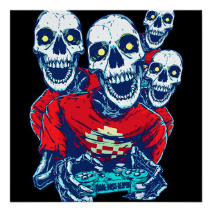 Eternal Gaming Brotherhood: The Red Gamer Skeleton Poster