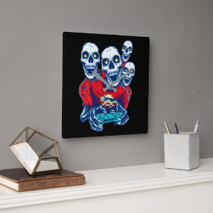 Eternal Gaming Brotherhood: The Red Gamer Skeleton Square Wall Clock