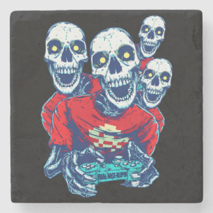 Eternal Gaming Brotherhood: The Red Gamer Skeleton Stone Coaster