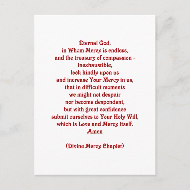 Eternal God in Whom Mercy is Endless... Postcard (Front)
