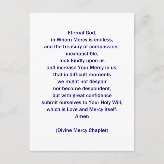 Eternal God in Whom Mercy is Endless... Postcard (Front)