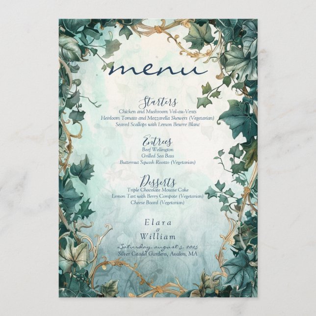 Eternal Grace Fantasy Wedding Menu (Front)