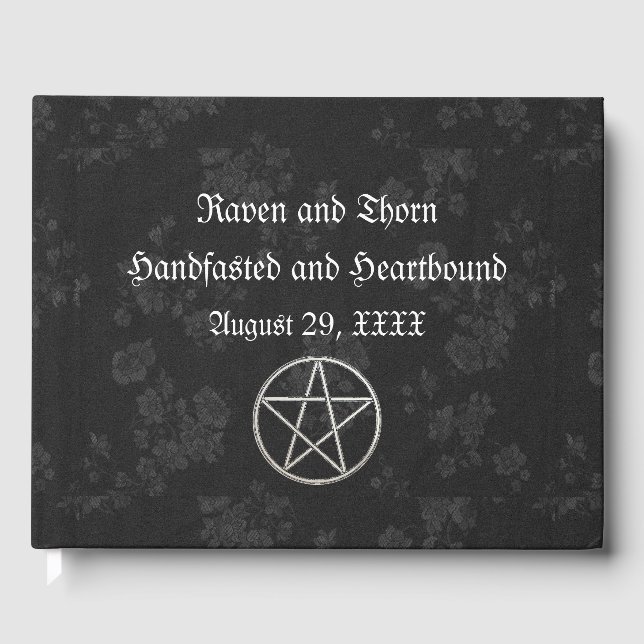 Eternal Handfasting/Wedding Pentacle Black Ste Guest Book (Front)