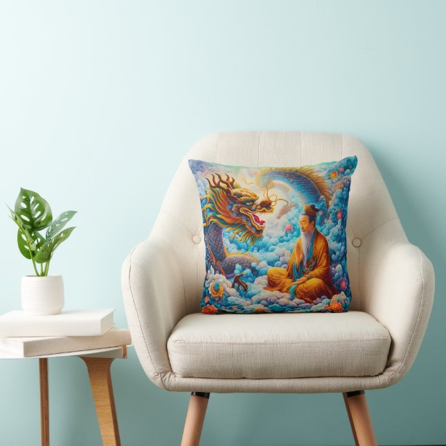 Eternal Harmony: Dragon’s Blessing Throw Pillow (Chair)