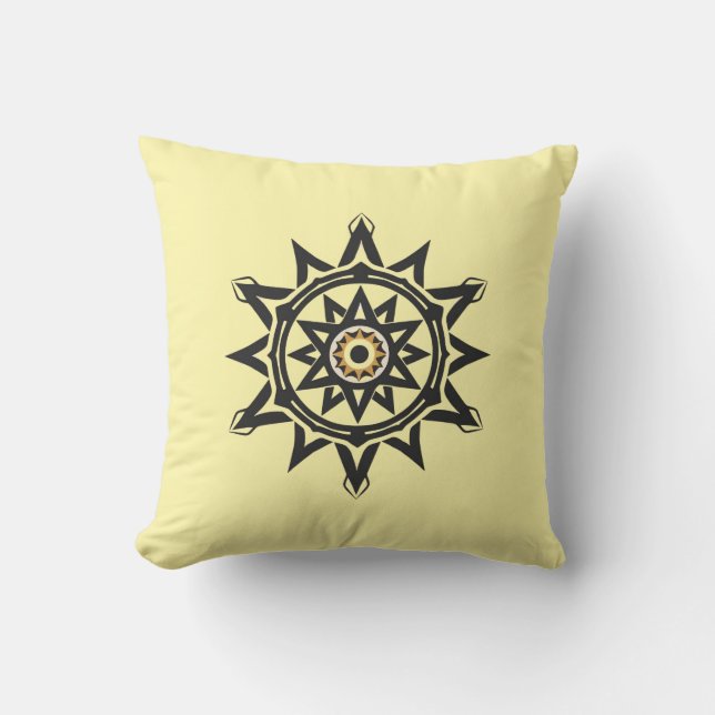 Eternal Harmony Mandala — Divine Geometry in Gold Throw Pillow (Front)