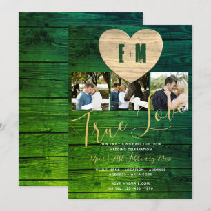 Eternal Heart Rustic Photo Collage Wedding Invites