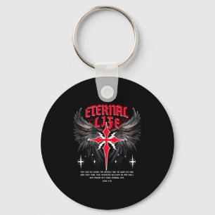 Eternal Jesus Cross Gothic Punk Life Nu Goth Bible Keychain
