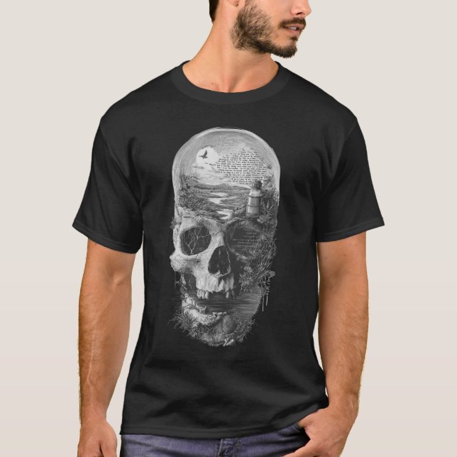 Eternal Landscape Skull: Surreal Memento Mori T-Shirt (Front)