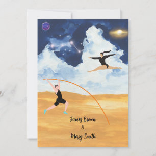 Eternal Leap of Love: A Beachside Union Wedding Invitation
