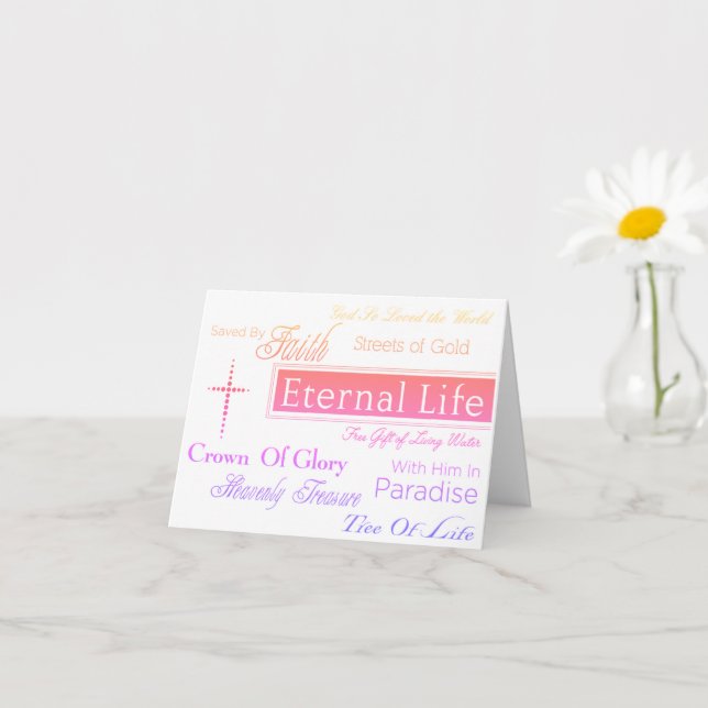 ETERNAL LIFE Christian Note Sympathy Greeting Card (Small Plant)