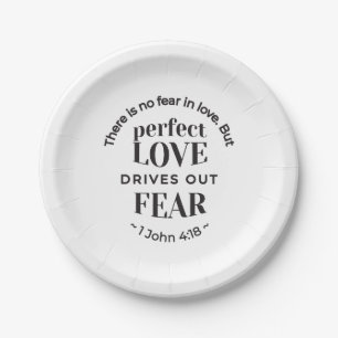 Eternal Love - 1 John 4:18 Scripture Quote Art Paper Plate