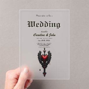 Eternal love in the shadow of Gothic darkness. Acrylic Invitations