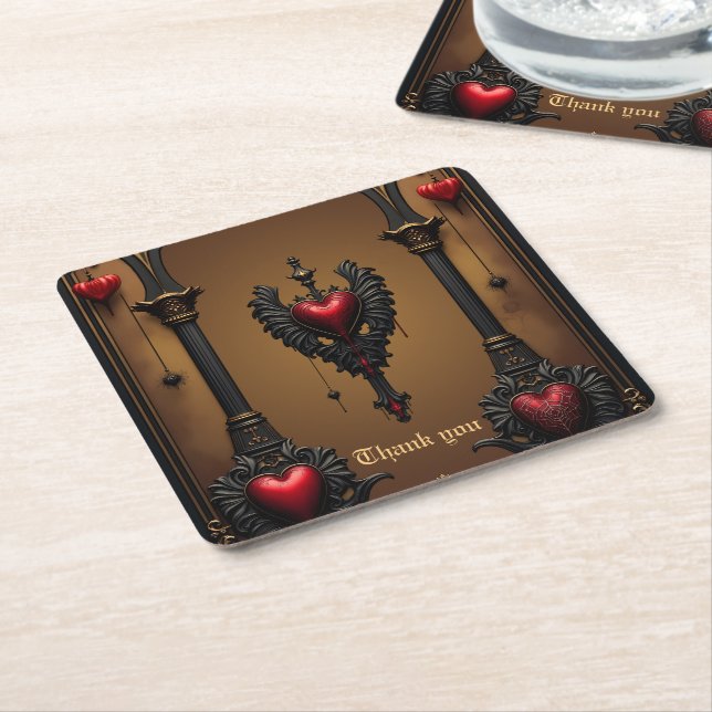 Eternal love in the shadow of Gothic darkness.  Square Paper Coaster (Angled)