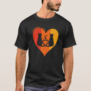 Eternal Love Matching Couples Cats Vintage Valenti T-Shirt