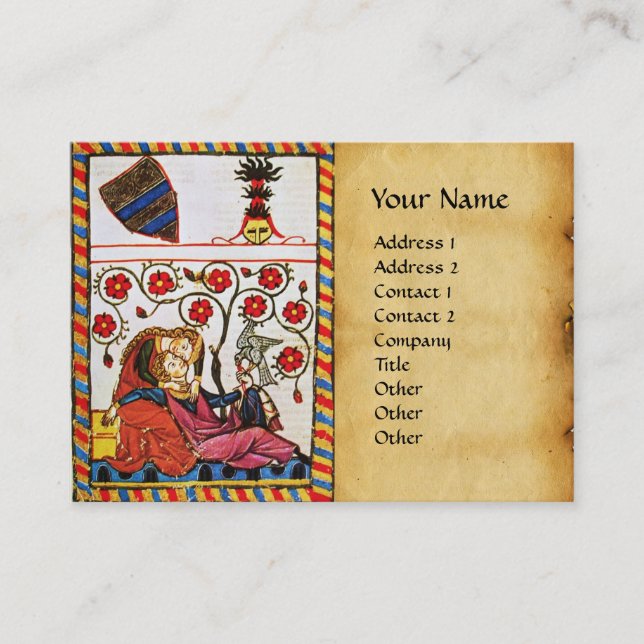ETERNAL LOVE MONOGRAM Medieval Parchment Business Card (Front)
