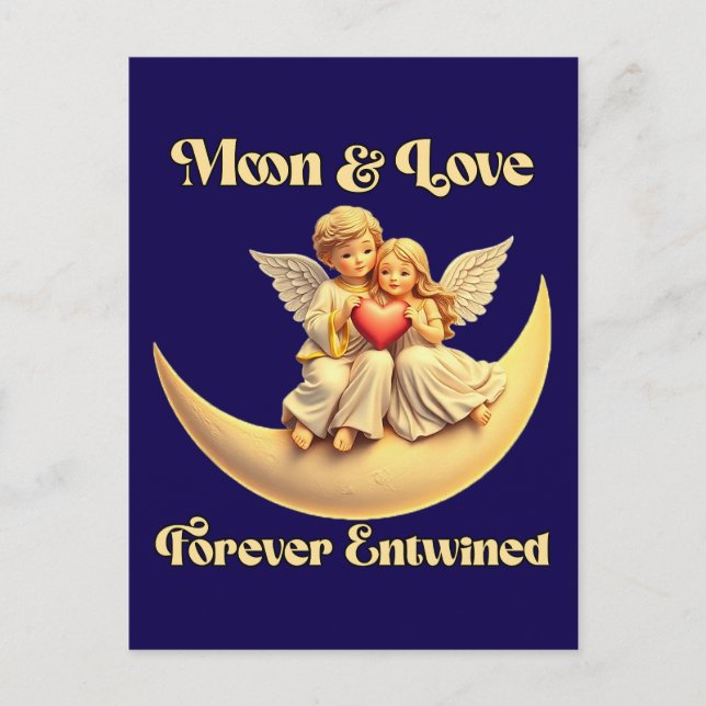 Eternal Love on a Crescent Moon Postcard (Front)