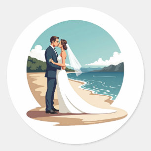 Eternal Love on the Beach Wedding Sticker