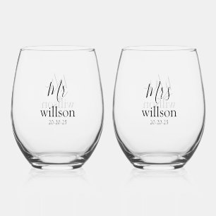 Eternal Love Personalized Mr. & Mrs Stemless Wine Glass