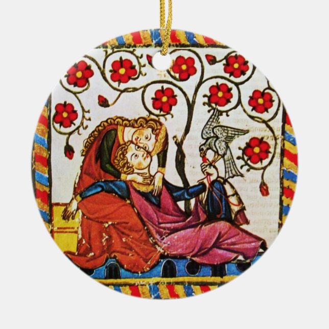 ETERNAL LOVE VALENTINE'S DAY PARCHMENT CERAMIC ORNAMENT (Front)