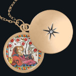 ETERNAL LOVE VALENTINE'S DAY PARCHMENT MONOGRAM LOCKET NECKLACE<br><div class="desc">Colourful expressive antique fine art. Medieval heraldic German miniature from 1200 romantic lovers in a flower garden with a white bird , mixed with old aged brown parchment effects .Easy to customize as a wedding ceremony, nuptial announcement card , place cards , save-the-date , thank you card , bridal showers,...</div>