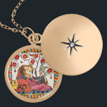 ETERNAL LOVE VALENTINE'S DAY PARCHMENT MONOGRAM LOCKET NECKLACE<br><div class="desc">Colourful expressive antique fine art. Medieval heraldic German miniature from 1200 romantic lovers in a flower garden with a white bird , mixed with old aged brown parchment effects .Easy to customize as a wedding ceremony, nuptial announcement card , place cards , save-the-date , thank you card , bridal showers,...</div>