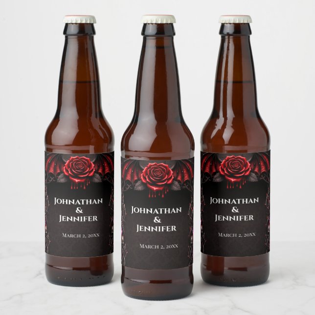 Eternal Night Gothic Vampire Wedding Dark Romance  Beer Bottle Label (Bottles)