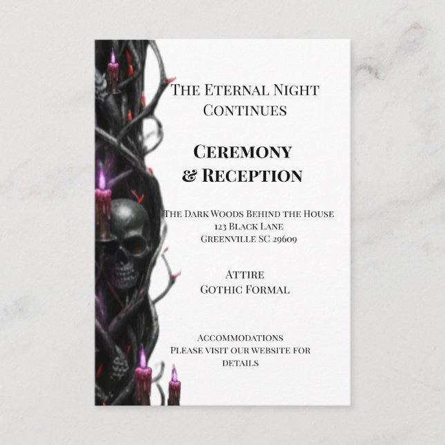 Eternal Night Gothic Vampire Wedding Dark Romance Enclosure Card (Front)