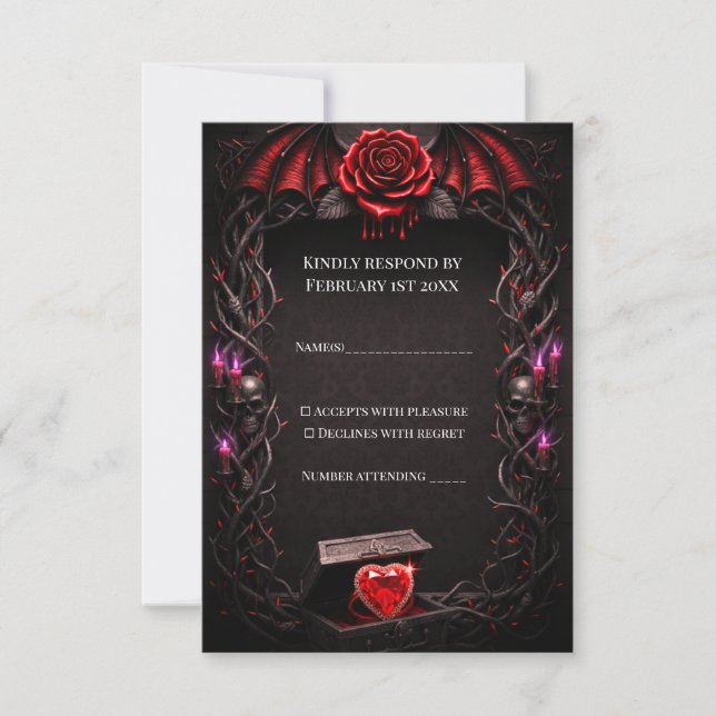Eternal Night Gothic Vampire Wedding Dark Romance  RSVP Card (Front)