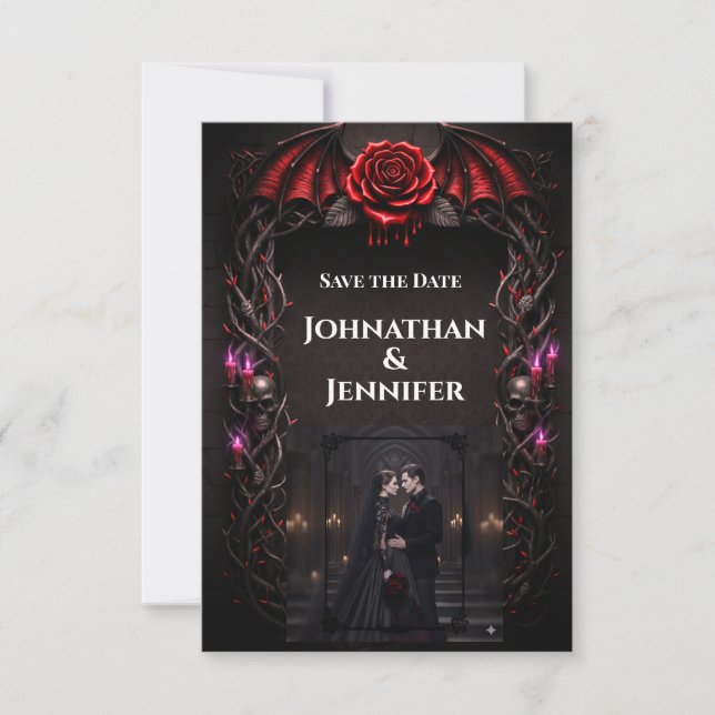 Eternal Night Gothic Vampire Wedding Dark Romance Save The Date (Front)