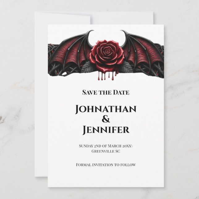 Eternal Night Gothic Vampire Wedding Dark Romance Save The Date (Front)