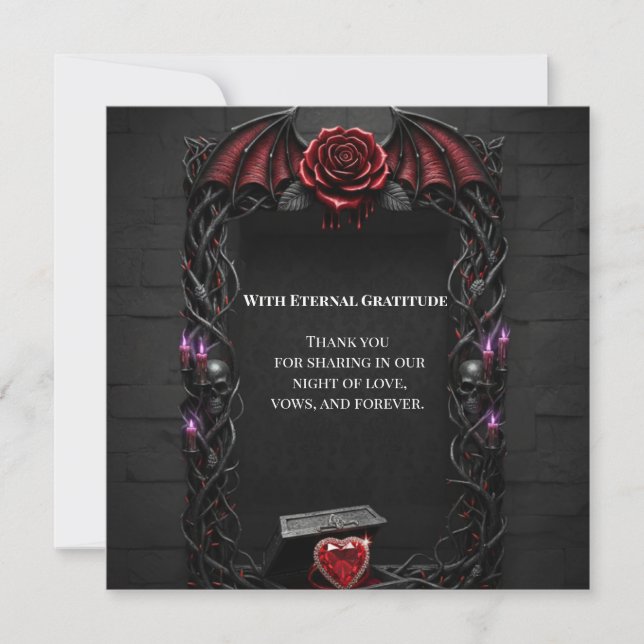 Eternal Night Gothic Vampire Wedding Dark Romance  Thank You Card (Front)