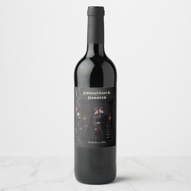 Eternal Night Gothic Vampire Wedding Dark Romance  Wine Label (Front)
