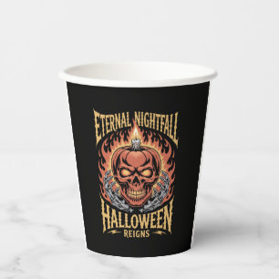 Eternal Nightfall Halloween Skull Pumpkin Paper Cups