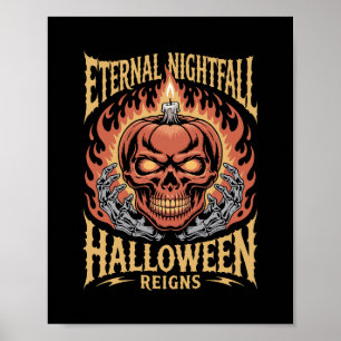 Eternal Nightfall Halloween Skull Pumpkin Poster